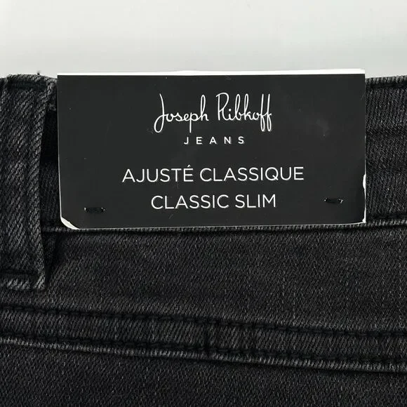 Joseph Ribkoff Women 22 Charcoal Grey Embellished FishNet Cuff Classic Slim Jean - Picture 9 of 15